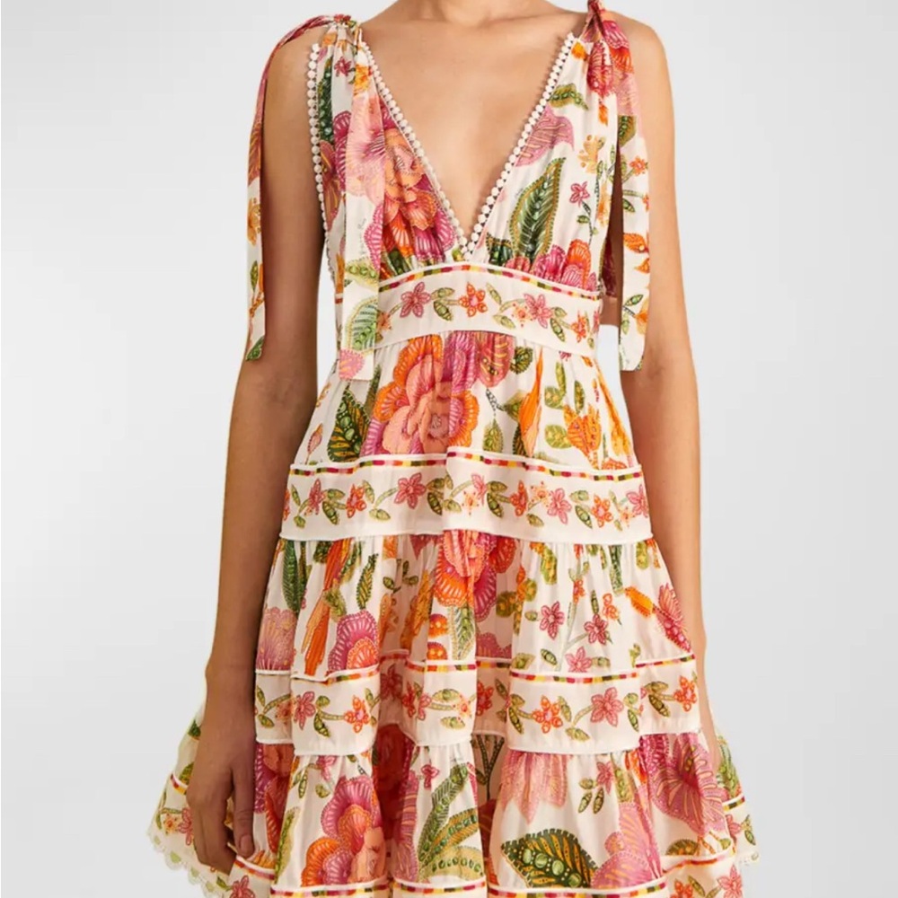 Farm Rio Macaw Bloom Tie-Shoulder Dress